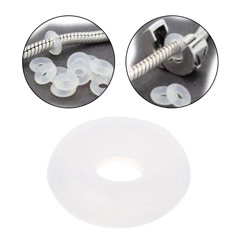 20 x Clear Silicone Rubber Ring Stoppers Bead Spacers for Charm Bracelets