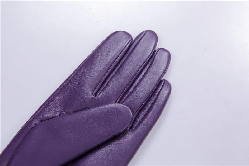 Женские перчатки из натуральной кожи фиолетовые кожаные перчатки