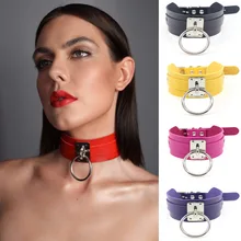 2019 New Fashion Sexy Harajuku Choker Punk Leather Collar Necklace Silver Metal O-Round Torques Party Jewelry