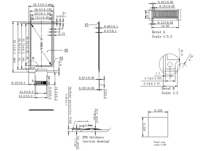 Экран для электронной сигареты 2 13 дюйма HD 200*200 184 точек/дюйм|module screen|epaper |