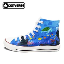 Converse All Star ручной росписью обувь Для женщин Для мужчин Пользовательские Дизайн Seaworld созданий высокие кроссовки подарки Подарки