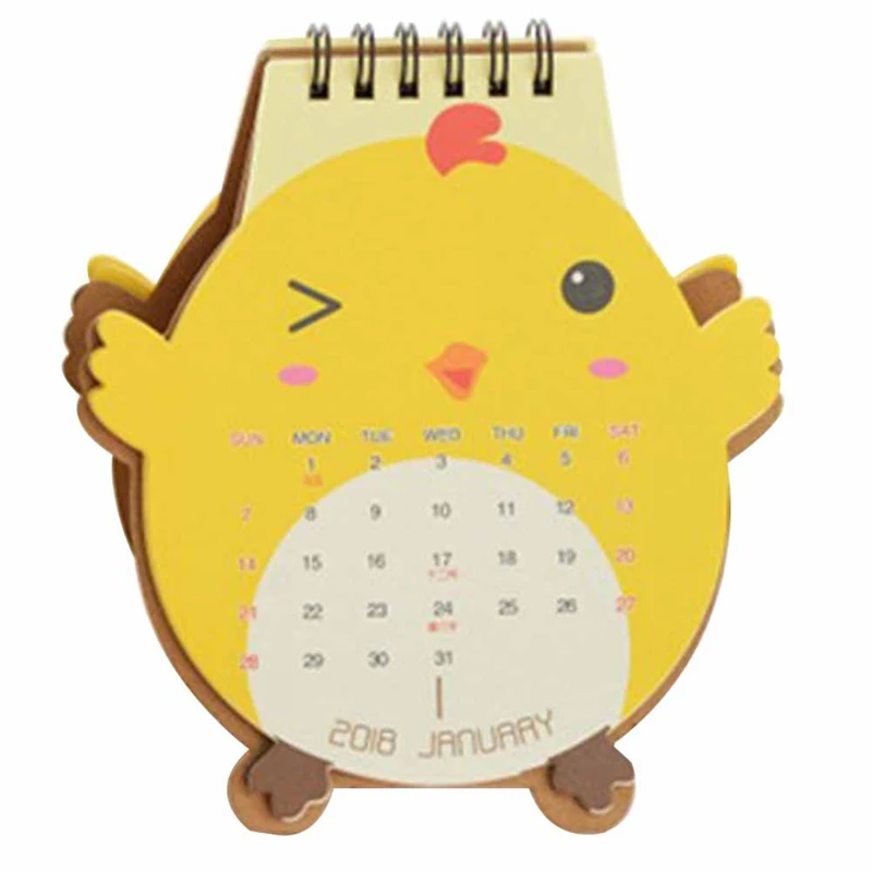 Cute cartoon Animal Shape mini desk calendar 2018 Small desk calendar