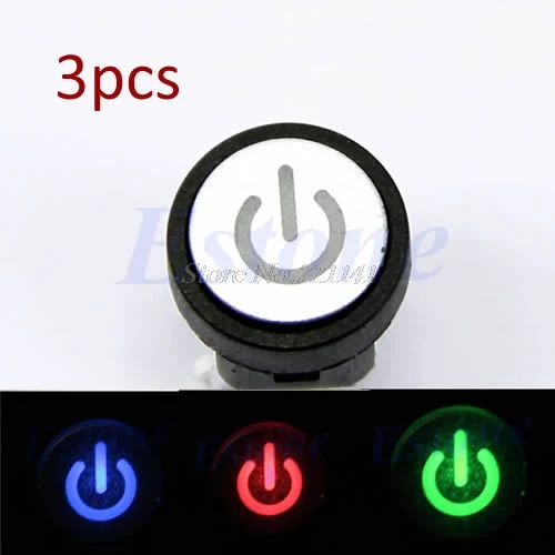 

On Sale! 3x Led Light Power Symbol Push Button Momentary Latching Computer Case Switch 3Colors