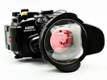 40M Underwater waterproof Camera Housing + Wide Angle lens Fisheye Dome Port +67mm Diving Red Filter for Sony A6000