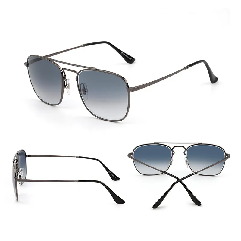 JM Ретро Квадратные Солнцезащитные очки es Премиум стеклянные линзы плоские металлические очки для мужчин и женщин - Цвет линз: Gradient Grey