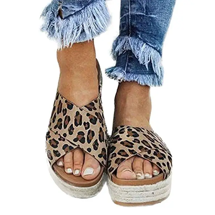 

Summer Slippers Sexy Women Leopard Sandals Open Toe Platform Casual Shoes Ladies Outdoor Beach Flip Flops Female Sandalias