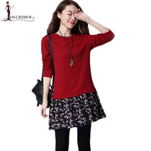 Весна Осень рубашка свободная была тонкая Mediun длинная модная женская нижняя рубашка с круглым вырезом большого размера Женская рубашка DD891