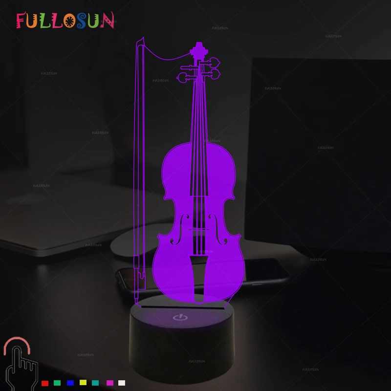 FULLOSUN 3D Виолончель ночник лампа для спальни красочная меняющаяся Светодиодная лампа Ночной Детский Светильник на Рождество Домашний Декор