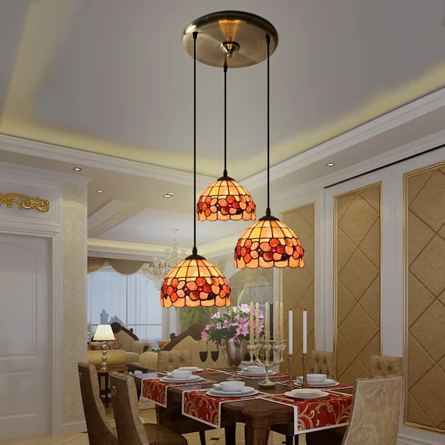 Tiffany European Style Garden Three Shell Restaurant Chandelier Tiffany European Style Garden Three Shell Restaurant Chandelier Mediterranean Bar Dining