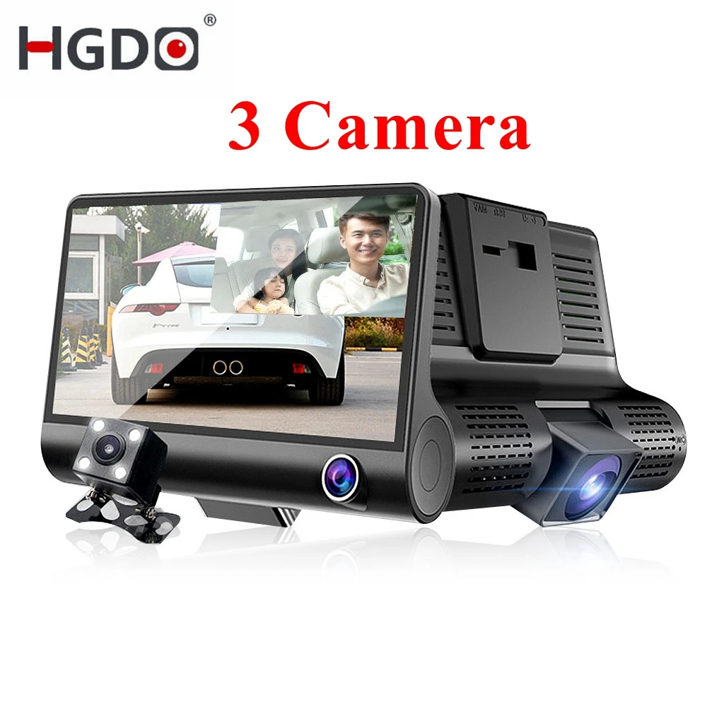 Автомобильный видеорегистратор HGDO 3 камеры s 4 0 дюйма двойной объектив с камерой