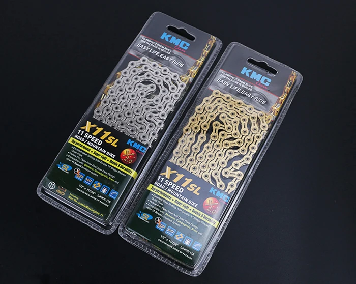 Best KMC X11SL gold silvery bicycle chain 11 speed 116 links quick link full hollow 242g MTB mountain bike chain road 11 variable 4