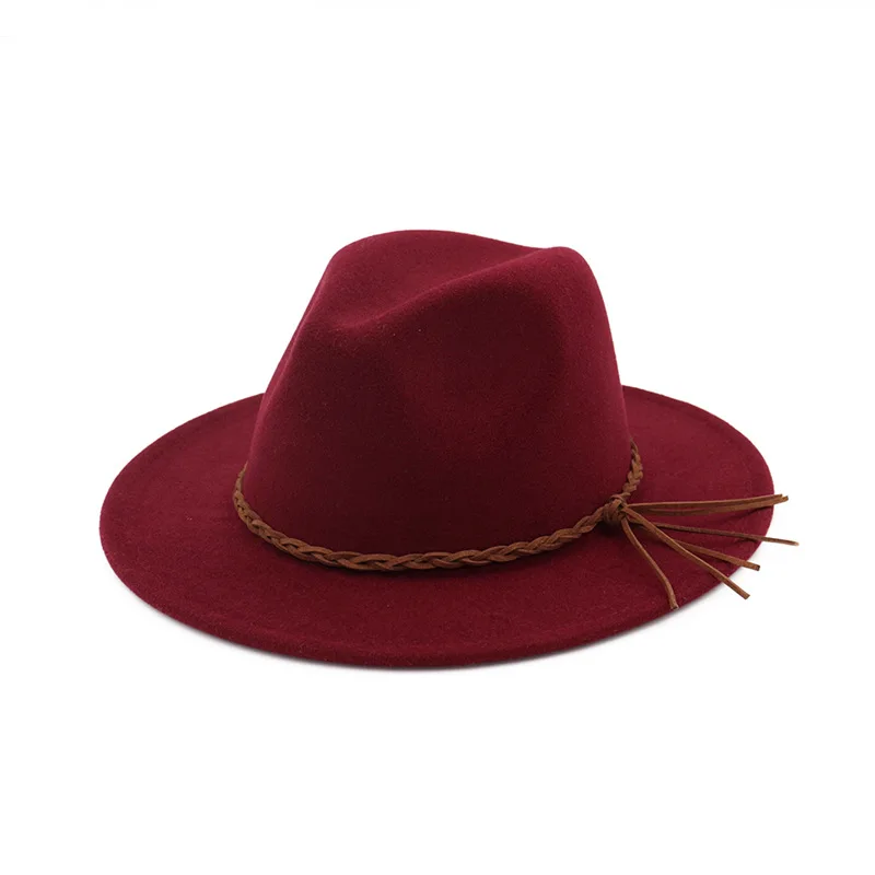Новинка, модная женская Зимняя шерстяная красная фетровая шляпа-котелок, шляпа для девушек, церковная джазовая шляпа, мужская фетровая шляпа для женщин, WH702 - Цвет: Коричневый