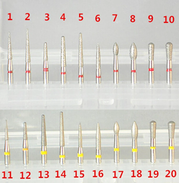 

10pcs Dental teeth shoulder Preparation Porcelain veneer Bur polishing Burs ( Red and yellow for Choose)