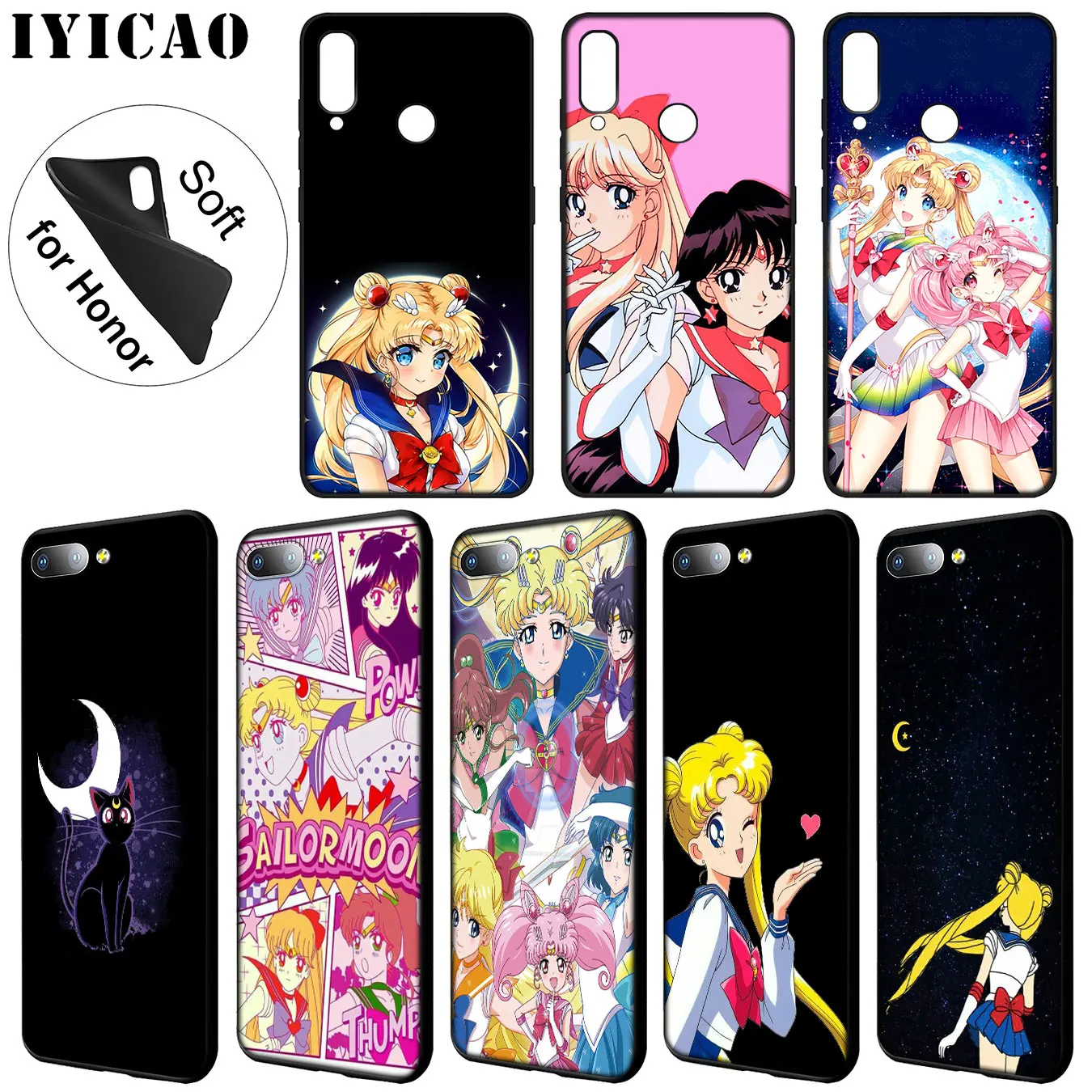 Мягкий чехол для телефона IYICAO Sailor Moon Mercury Huawei Y9 Y7 Y6 Prime 2019 Honor 20 8C 8X 8 9 9X 10 Lite 7C 7X 7A Pro |