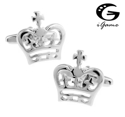 IGame мужской подарок Корона Запонки Новинка Королевская корона дизайн серебряный