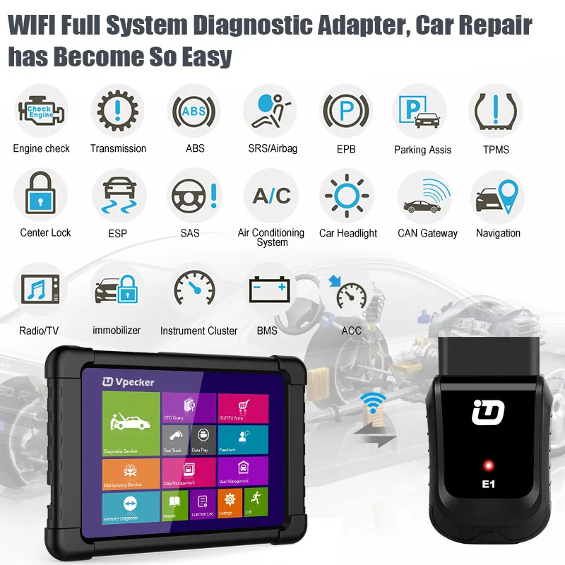 Vpecker E1 OBD2 wi fi сканер ODB автомобильный диагностический инструмент планшета OBD