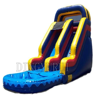 PVC inflatable water slide with pool factory commercial inflatable slide in slide for kids