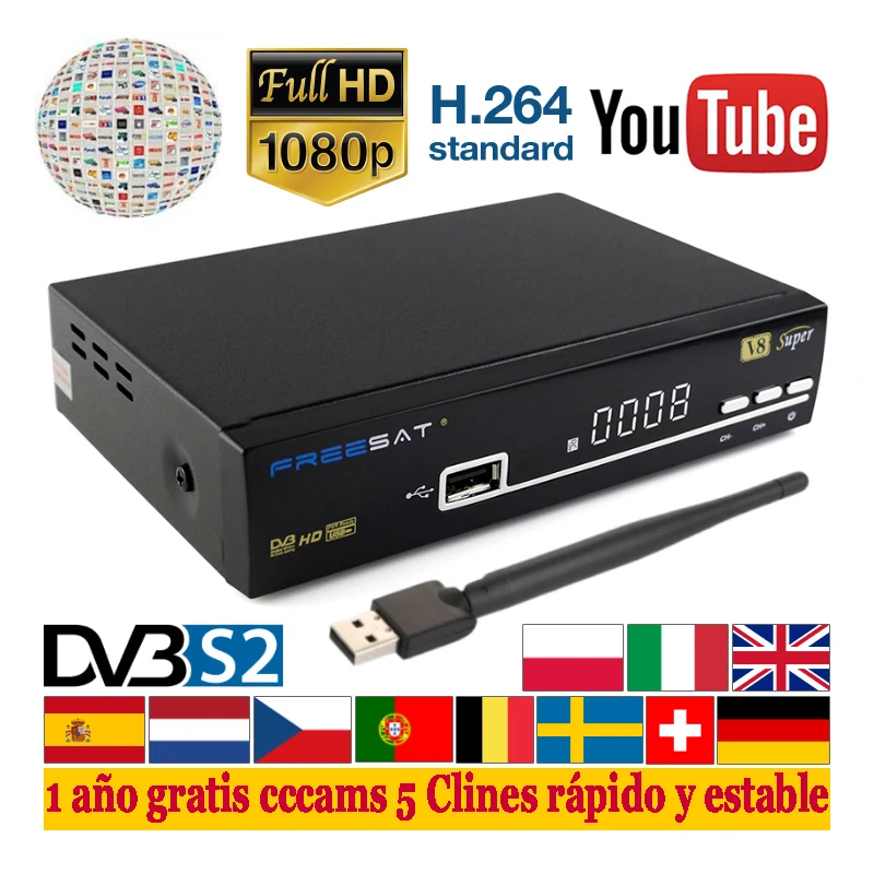 Satxtrem V8 Super DVB-S2 Digital Satellite TV Receiver DVB S2 S Satellite Network TV Receptor Full HD 1080P FTA Sat Decoder Satxtrem V8 Super DVB-S2 Digital Satellite TV Receiver DVB S2 S Satellite Network TV Receptor Full HD 1080P FTA Sat Decoder