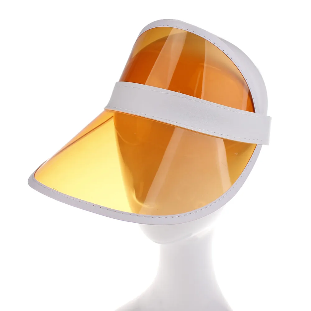 Hirigin, летняя шляпа из ПВХ, солнцезащитный козырек, вечерние, на каждый день, шляпа из прозрачного пластика, для взрослых, солнцезащитная Кепка, для спорта на открытом воздухе, шапки для женщин и девушек - Цвет: H Orange