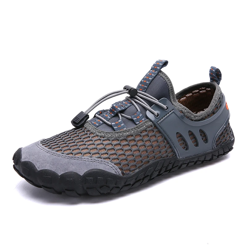 Новые Брендовые мужские воздухопроницаемые сетчаты для мужчин Уличная обувь на плоской подошве мужские удобные повседневные туфли ручной работы большие Size39-47 - Цвет: Серый