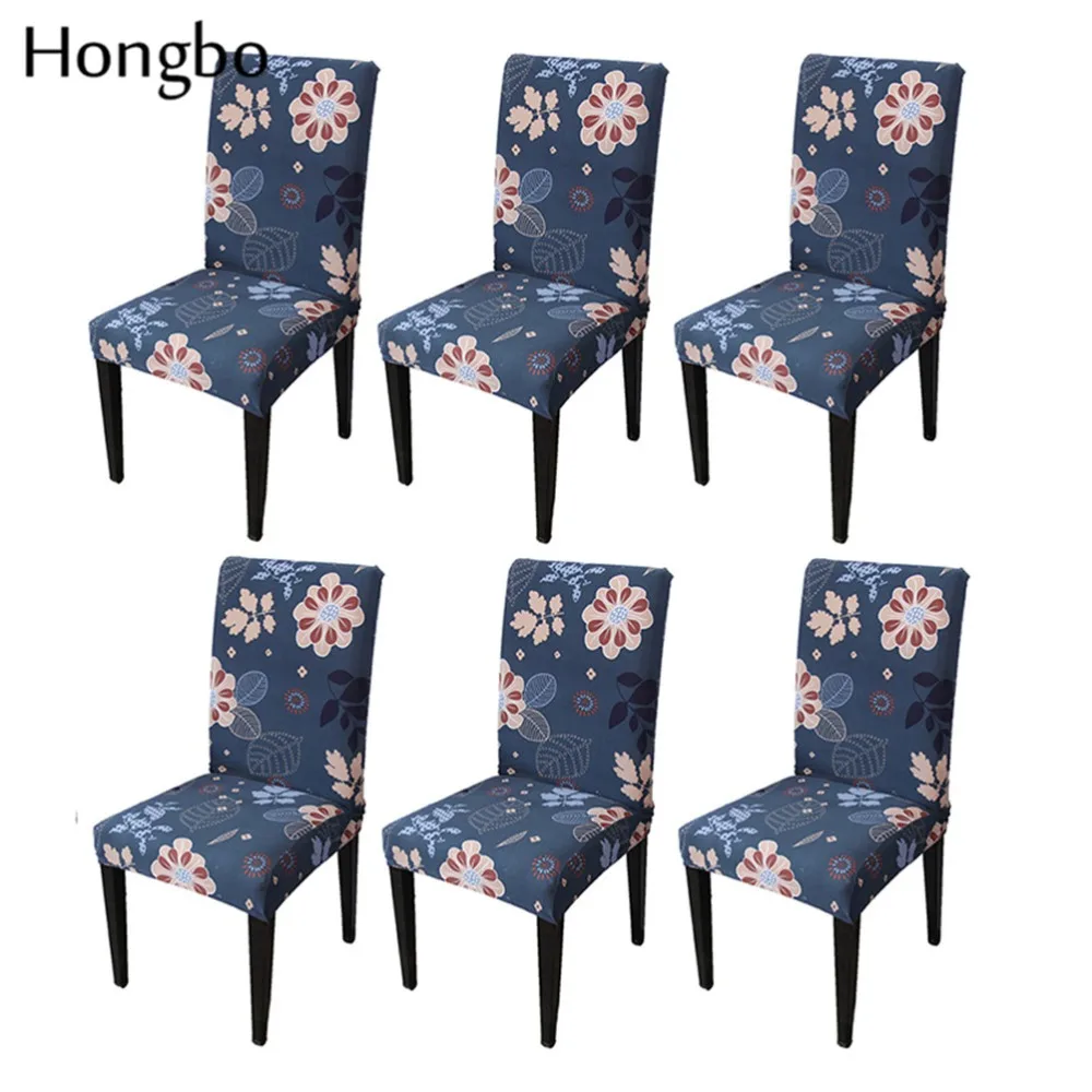 

Hongbo 2/4/6 Pcs Floral Geometric Pattern Dining Chair Cover Spandex Elastic Anti-dirty Slipcovers Protector Stretch Removable