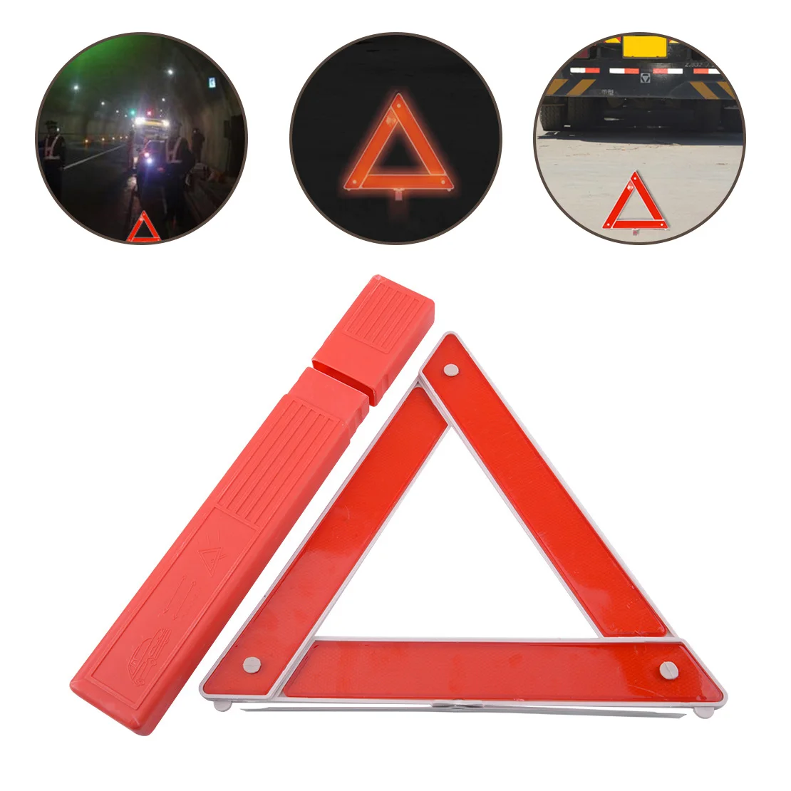 Car Red Foldable Red Reflective Warning Triangle Frame Emergency Breakdown Safety Hazard Travel Kit for VW Audi BMW Honda