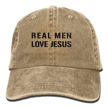 Настоящие мужчины любят Иисуса регулируемая бейсболка папа шляпа Дальнобойщик Шляпа