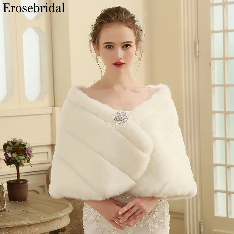 Erosebridal Новинка 2019 года Болеро для женщин Мех животных шаль элегантные свадебные накидка для взрослых вечерние накидки 48 часов