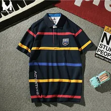 MOK MORS M 2017 Men 100% Cotton Polo Shirt Contrast Color Patchwork Brand Clothing Striped Polo Homme Fitness Camisa Mens Polo