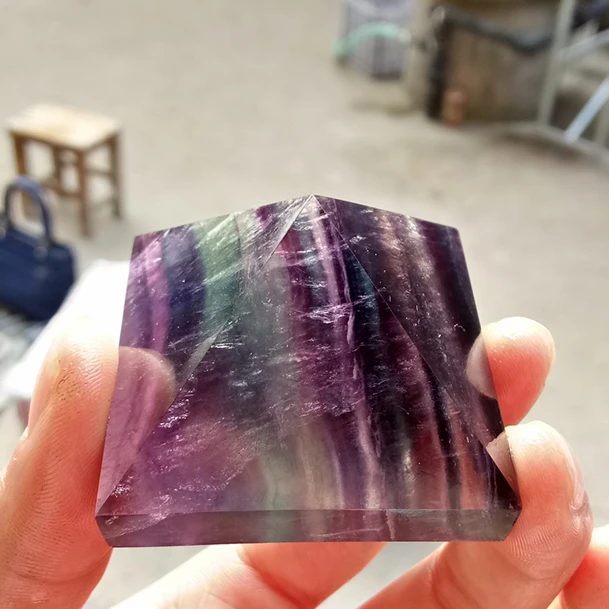 

1pcs natural purple stripe fluorite ancient Egyptian pyramids healing aura gift