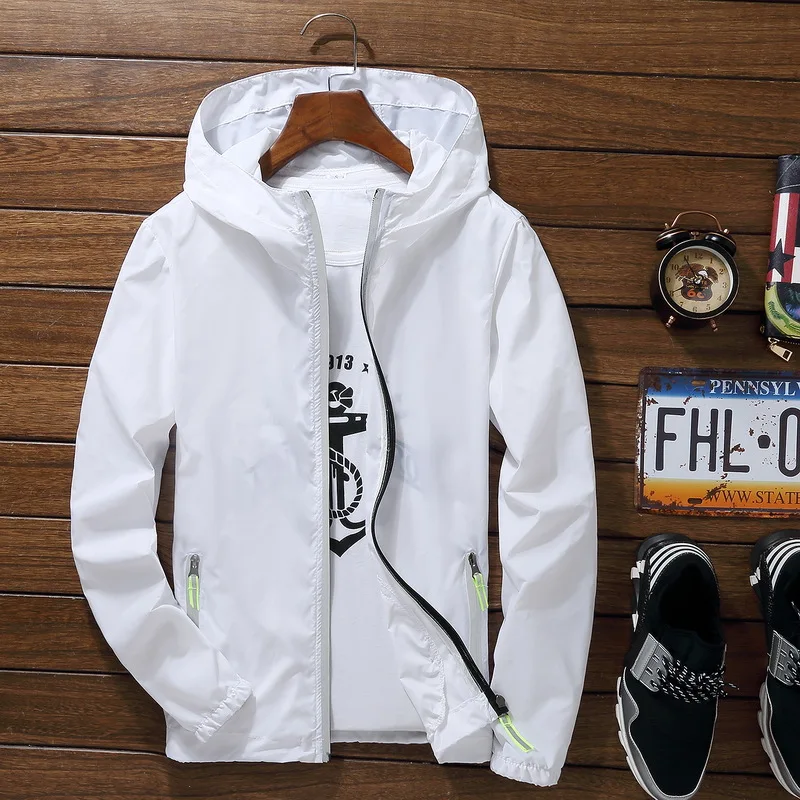 

2019 Reflective Ultra-light Summer Men's Hood Jacket Thin Windbreaker Packable Skin Coat Sunscreen Quick-Dry Casual Jacket