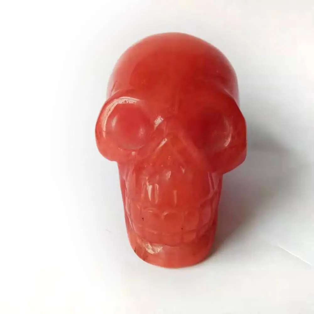 

70mm Natural amazing crystal stone red rock high quality melting stone skull carvings
