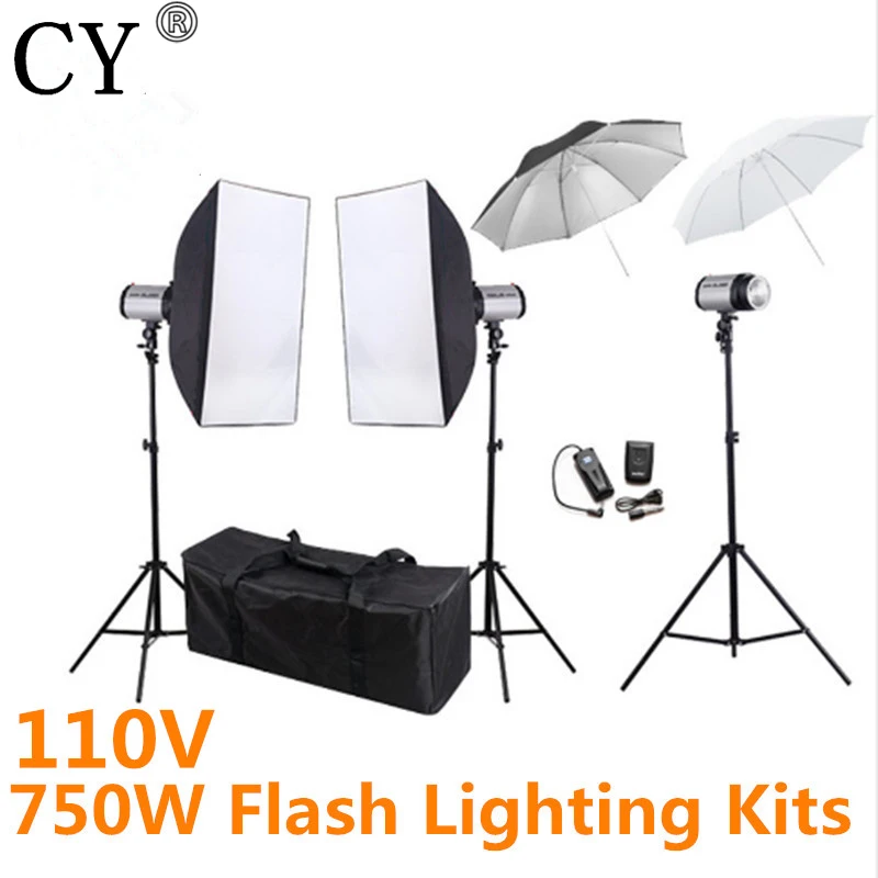 CY Photo Studio Set soфтbox 110V 750ws Flash Lighting Kits оборудование для фотостудии Godox 250DI |
