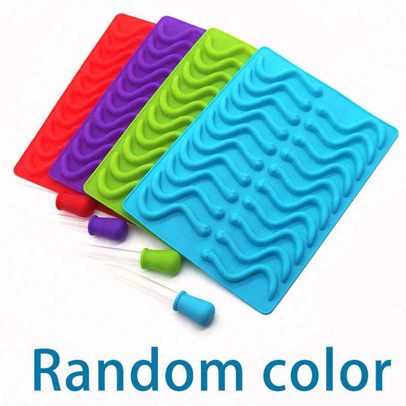 JX-LCLYL Silicone Bar Ice Tray Jelly Mold Worms Snake Chocolate Candy Gummy Maker Mold