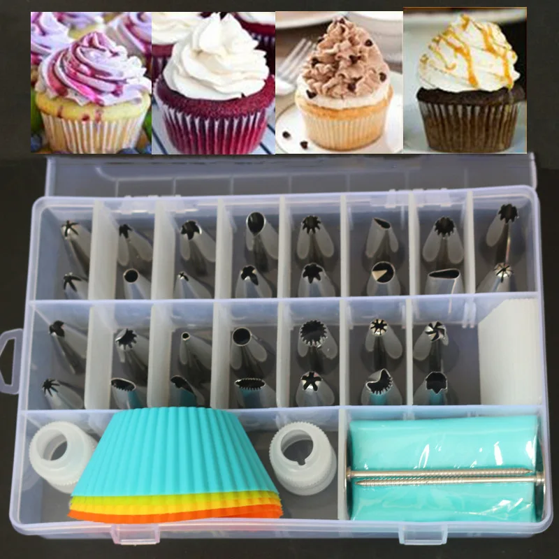 39Pcs Stainless Steel Icing Piping Tubes Flower Nozzle Set Cake Dessert