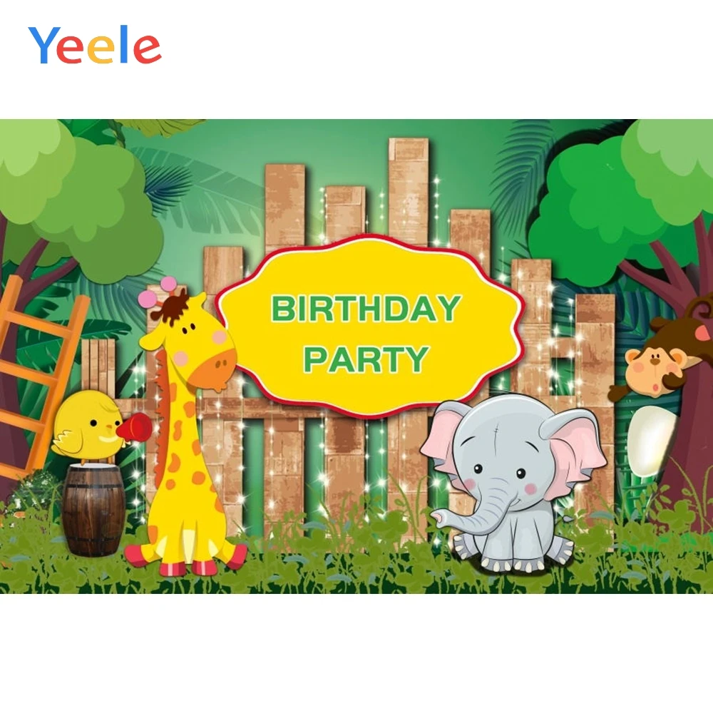 Yeele Baby Birthday Party Animal Photo Background Cartoon Zoo Jungle Green Screen Custom Photography Backdrop For Studio | Электроника