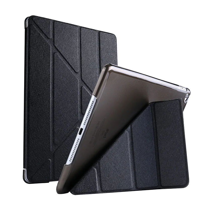 Силиконовый чехол из искусственной кожи для iPadMini 4, чехол, мягкая задняя крышка, трехслойная подставка, умный чехол для Apple iPadMini4, 7,9 дюймов, чехол для планшета - Цвет: Black