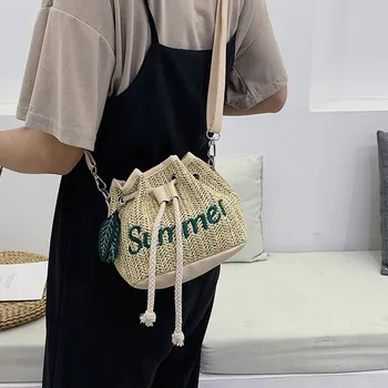 

Woman Bag College Wind Straw Bucket Shoulder Messenger schoudertas dames torebka damska shopper bolsos mujer bolsa feminina