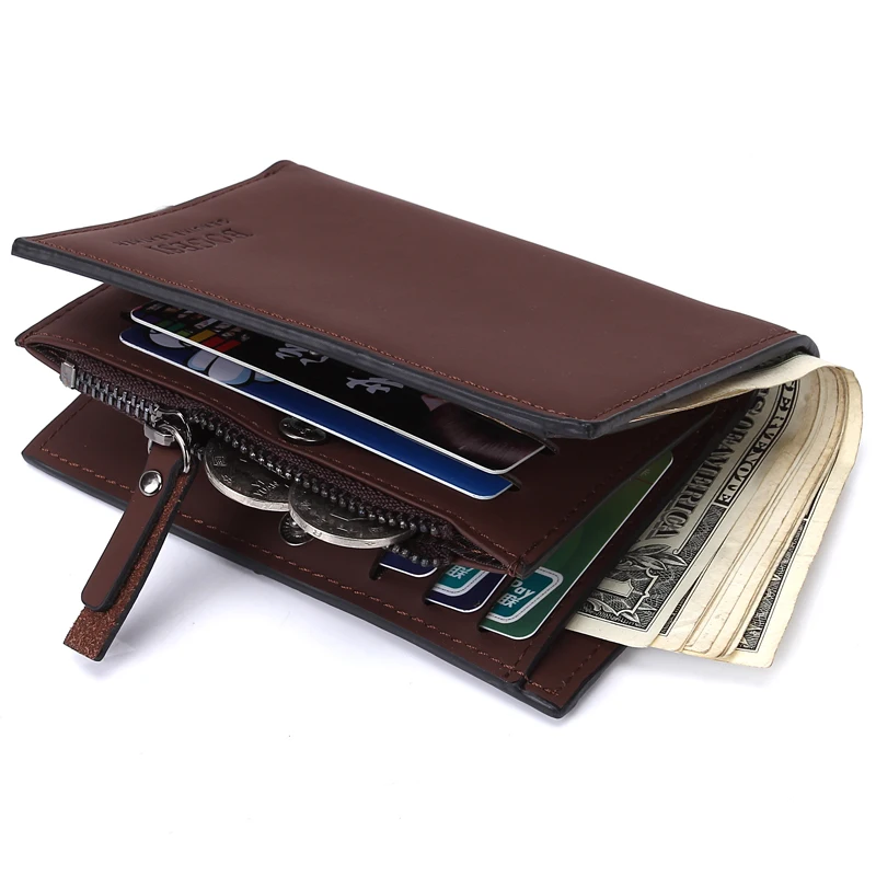 

Genuine Leather Wallet Men Money Clip Mini Wallets Male Vintage Style Brown Grey Hasp Purse