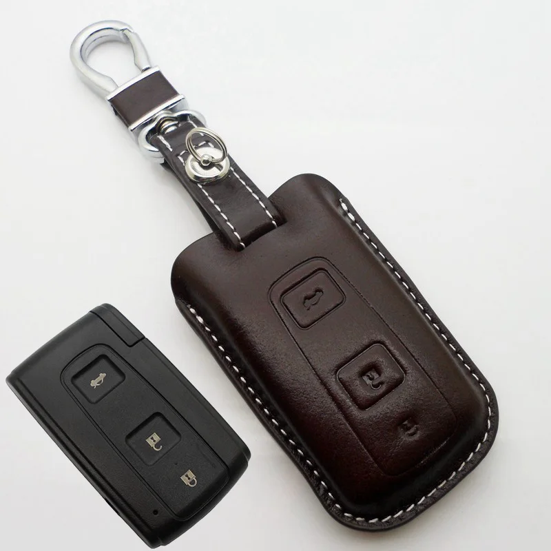 

Smart Remote Control Leather Car key Fob Case Cover for Toyota Crown Prius Avensis Key Holder with Key Chain Accessories