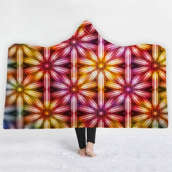 

Red flowers Kaleidoscope dreamy Blanket with hat comfortable soft keep warm relaxed time Blanket Simple style Blanket