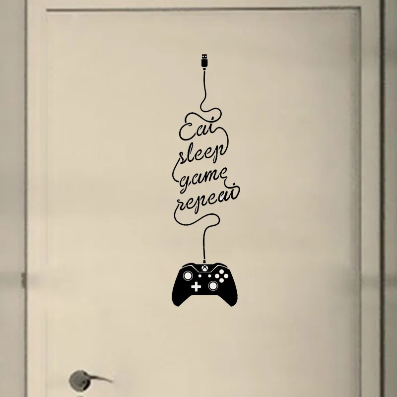 YOJA 6 7*25 см &quotEAT SLEEP игры Наклейка на стену геймер Творческий Стикеры Спальня двери