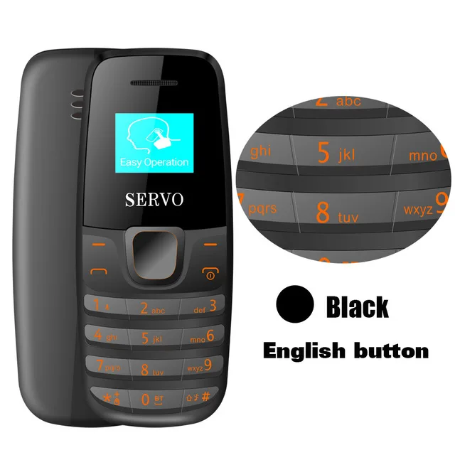 SERVO S09 телефон мини мобильные телефоны Bluetooth Dialer две sim-карты Bluetooth наушники 0,66 дюймов маленький экран GSM низкое излучение - Цвет: Черный