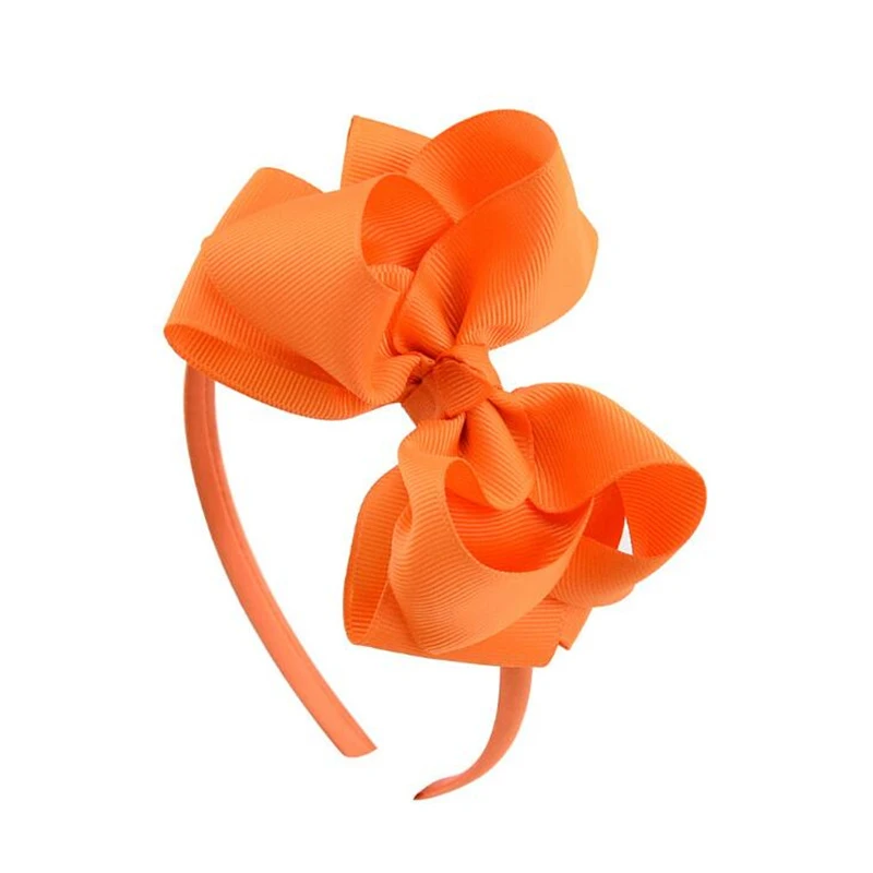20 цветов женские двухслойные одноцветные волосы бант ручной работы Детские аксессуары для волос девушки бутик повязка на голову - Цвет: Orange