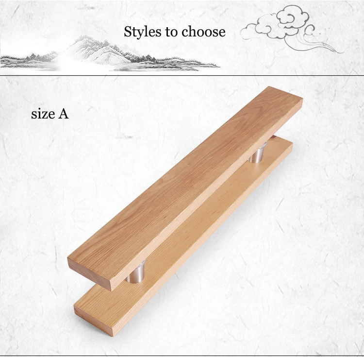 modern natural wood frame Door Handle for glass door