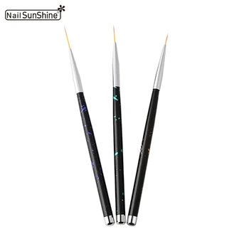 

3pcs Nail Art Liner Brush Ultra fine tip Metal Handled Nail Art Drawing Liner Pen Brush Black Color Salon Nails Tools Manicure