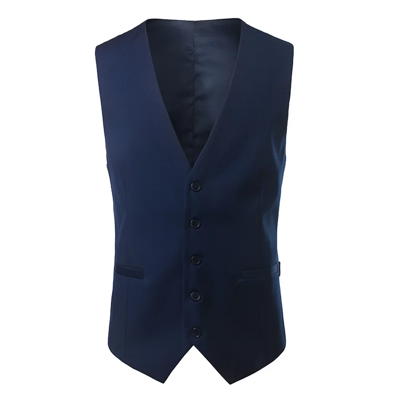 Новое поступление платье Вязаные Жилеты для женщин для Для мужчин Slim Fit Для мужчин S костюм жилет мужской жилет Homme Повседневное рукавов Формальное Бизнес куртка - Цвет: Тёмно-синий