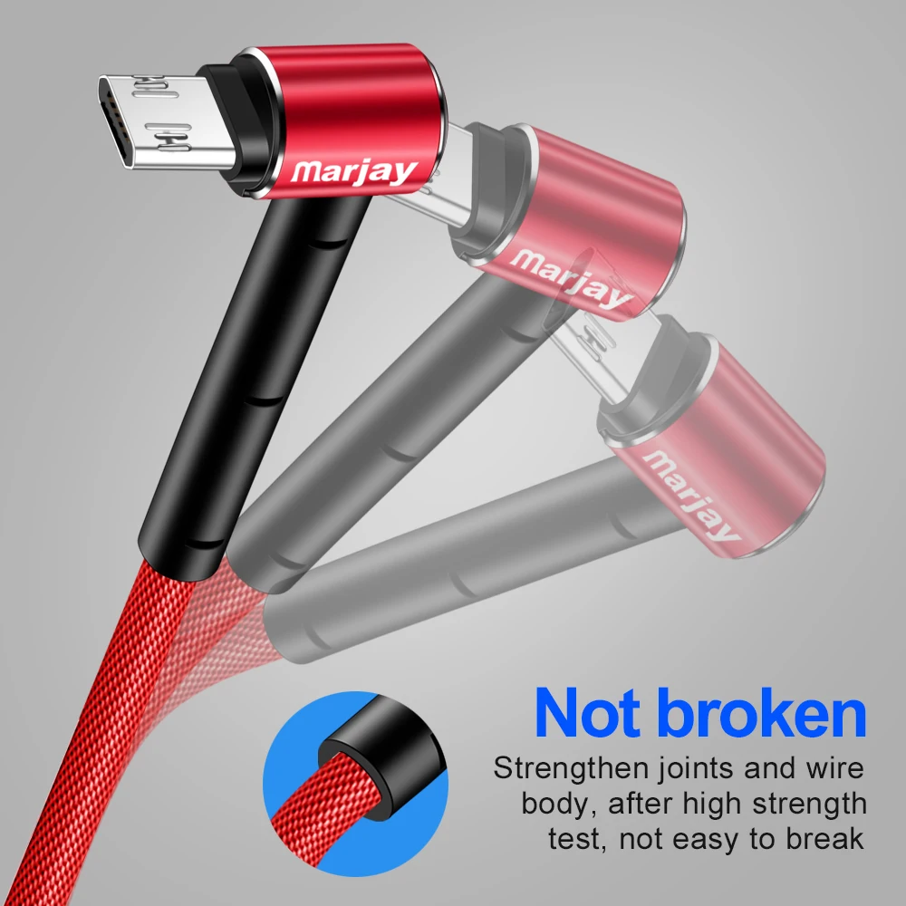 Кабель Micro USB Marjay кабель быстрой зарядки а 90 Dgree Microusb для Samsung Xiaomi Redmi 4 Note 5 Huawei Android