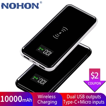 

NOHON Wireless Power Bank 10000mAh For iPhone Huawei Xiaomi Powerbank 10000 mAh External Battery Portable Charger Universal