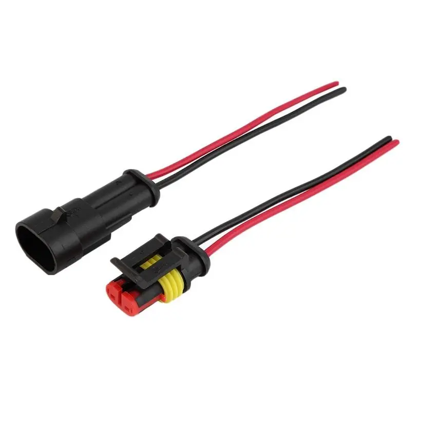 1 Kit 2 Pin Way Car Waterproof Electrical Connector Plug with Wire AWG Marinein Connectors from